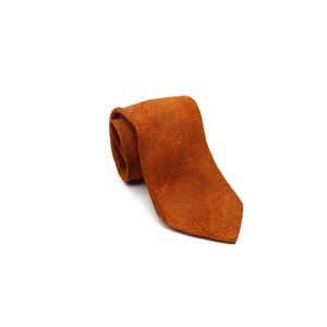 Vintage Woven in France Golden Orange Geometric Floral Necktie 3.5” Wide